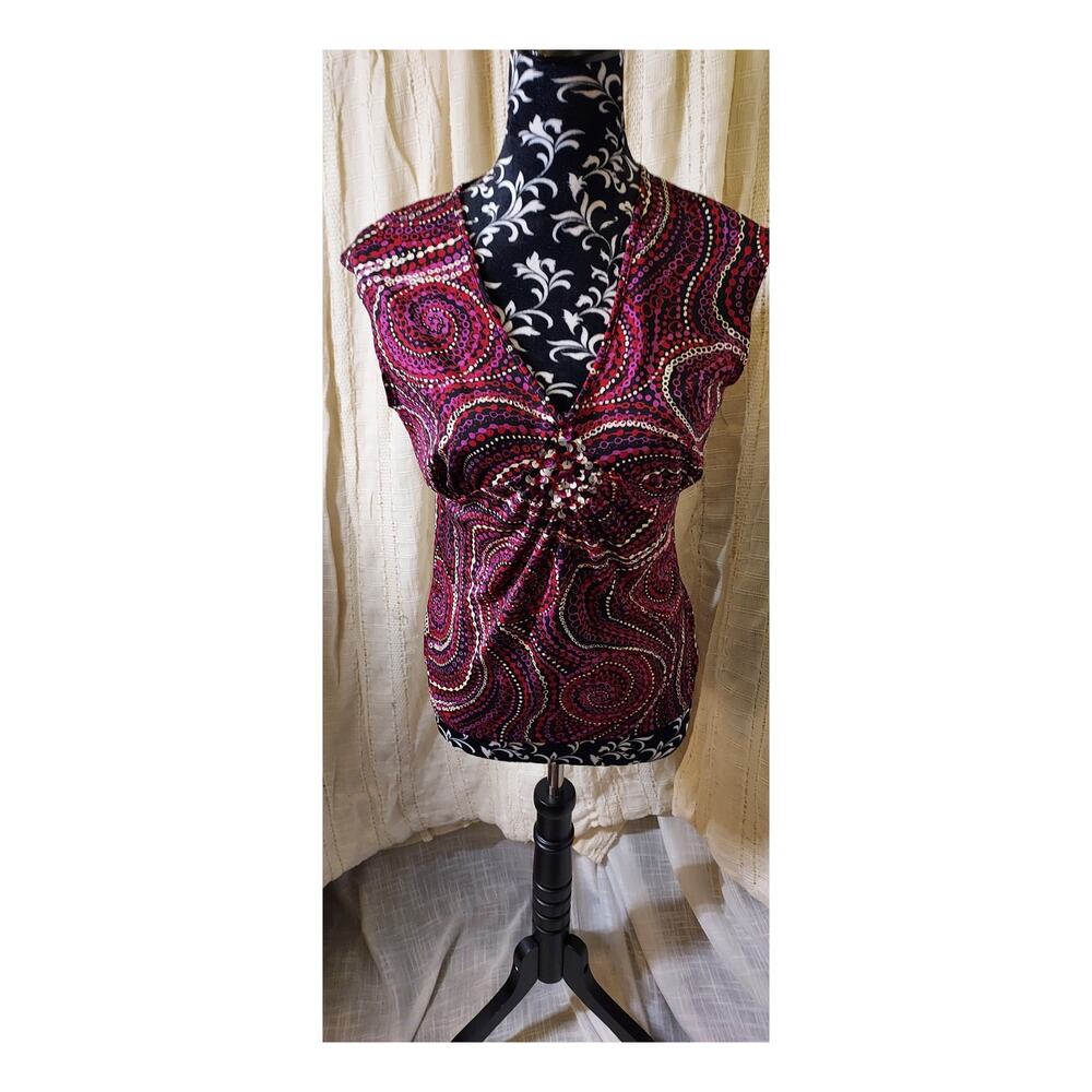 GoodClothes Collection Multicolor Sleeveless Blouse w/ Sequin Accents Size Small